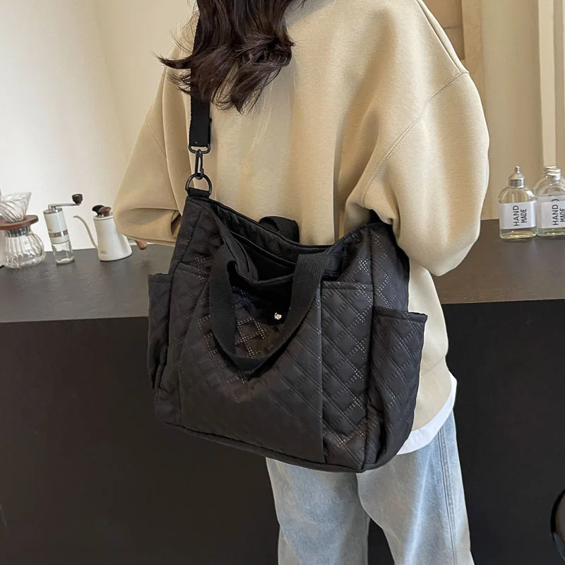 Leisure large capacity tote bag for women 2024 fashion new diamond grid single shoulder crossbody bag, student the tote bag y2k