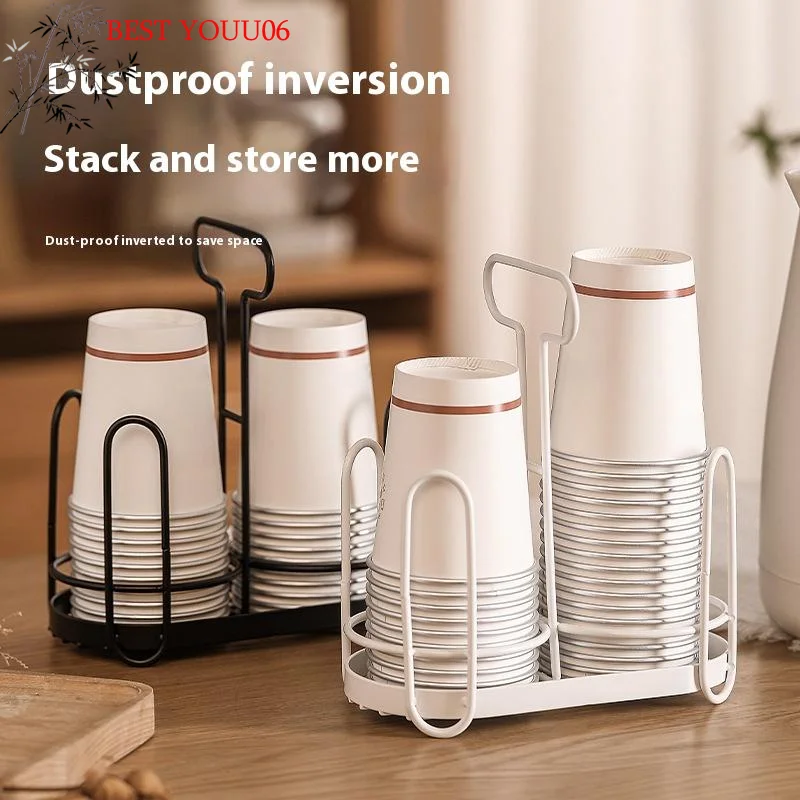 

(YOUU06)Cup Lid Storage Box Disposable Cup Rack Iron Art Cup Holder Dispenser For Countertops Coffee Storage Rack For Kitchen