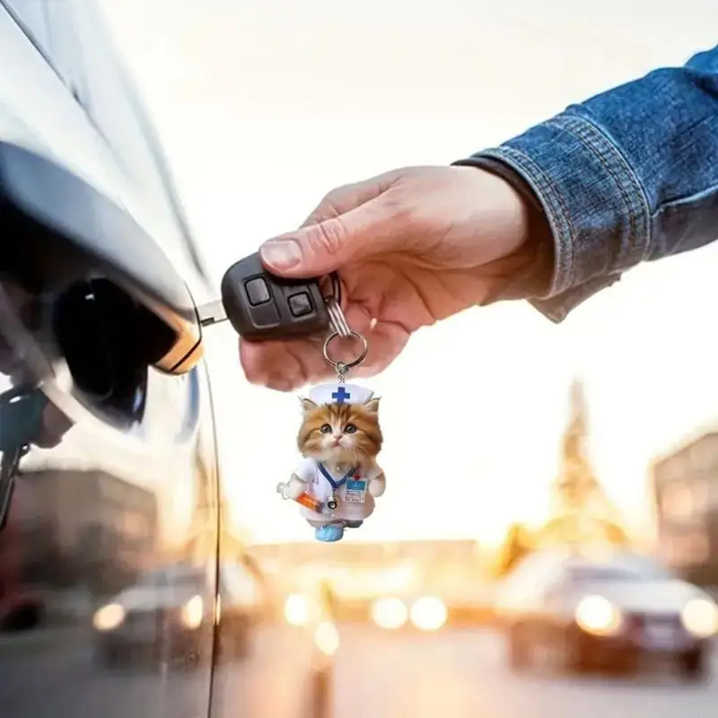 

Медсестра кошачий дизайн акриловый автомобиль подвесное украшение для рождественской елки R6FB