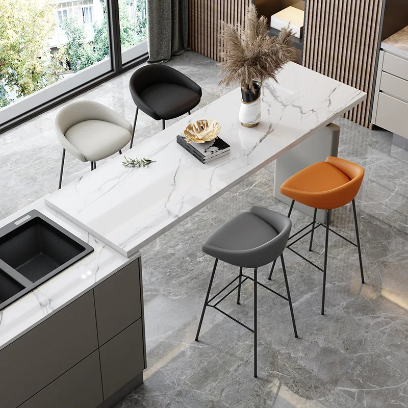 Bar chair simple stool island chair light luxury modern home designer stool Internet celebrity backrest high stool