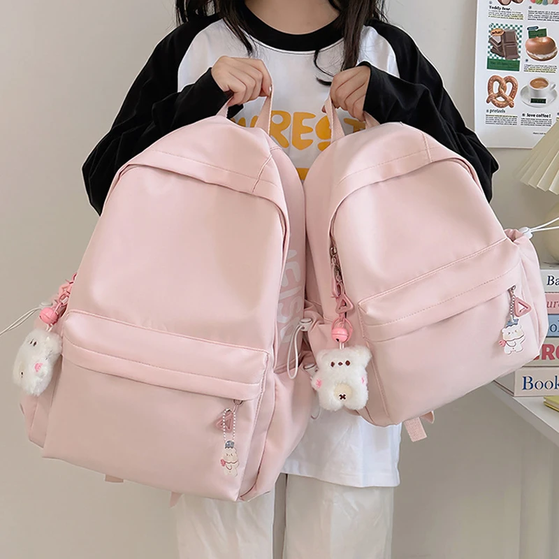 

Women's Backpacks Japanese Solid Color Versatile Casual Large Capacity Backpacks Portable School Outdoor Schoolbags For Girl