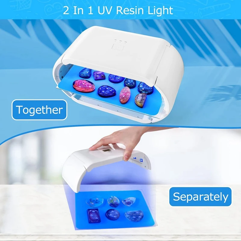 2-In-1 UV Resin Lamp, Faster Curing Double-Sided UV Resin Lamp With 48 LED Beads, Adjustable Time Setting Easy To Use EU Plug