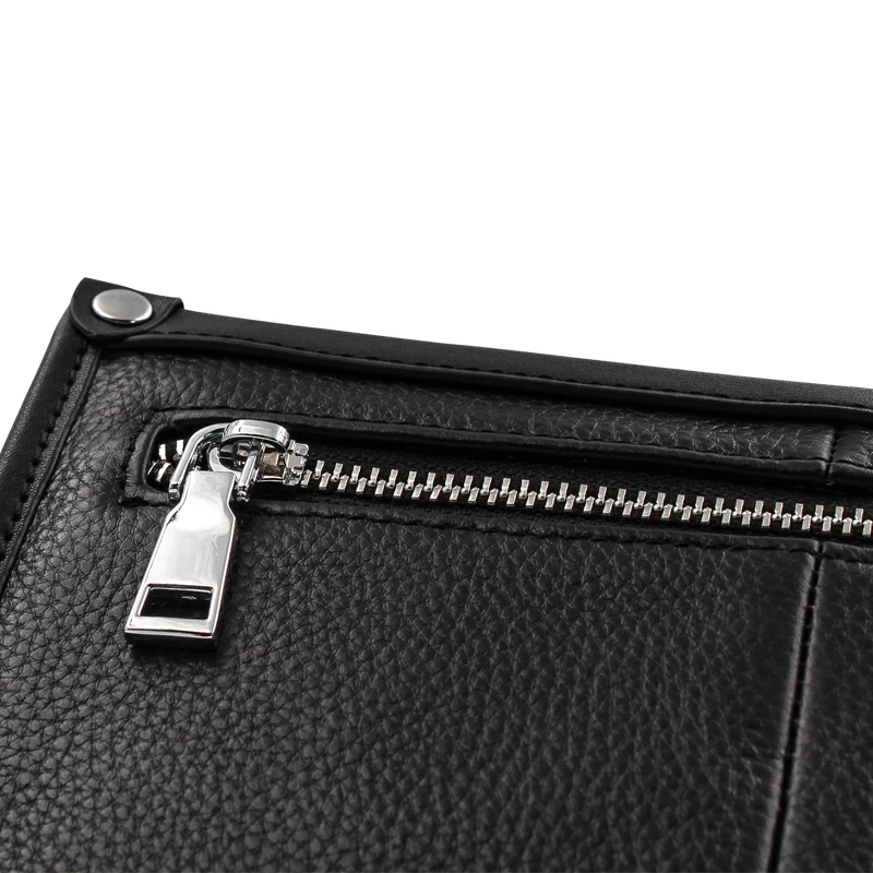 Men's Fingerprint Lock Bags for Men Leather Hand Bag Male Long Money Wallets Mobile Phone Pouch Men Messenger Bag Anti-Theft