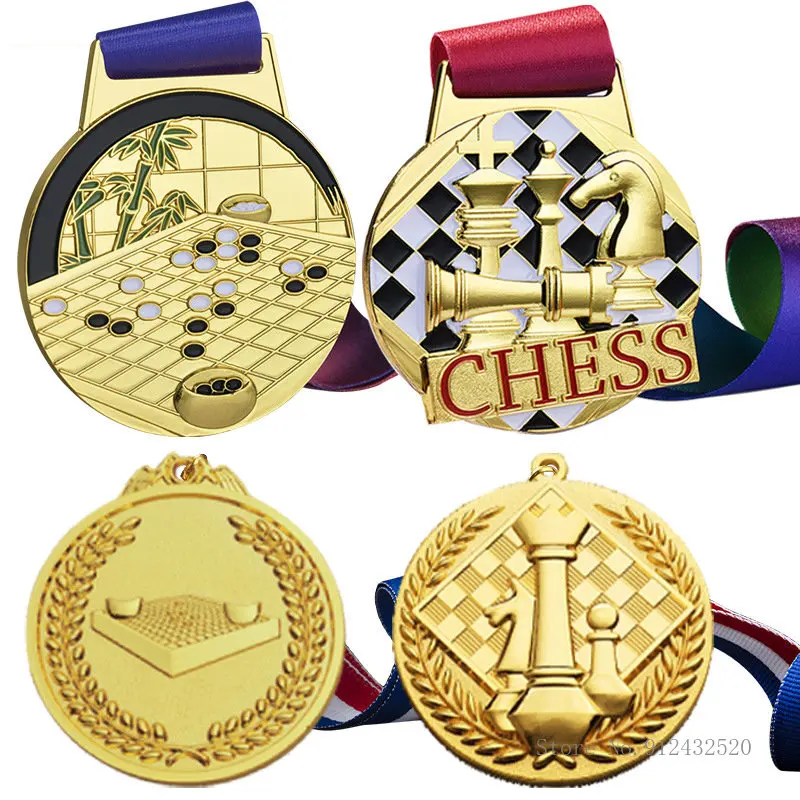 Medalla de ajedrez Go creativa personalizada, oro, plata, bronce, honor, juegos para estudiantes infantiles, trofeo de competición, recuerdo de medalla