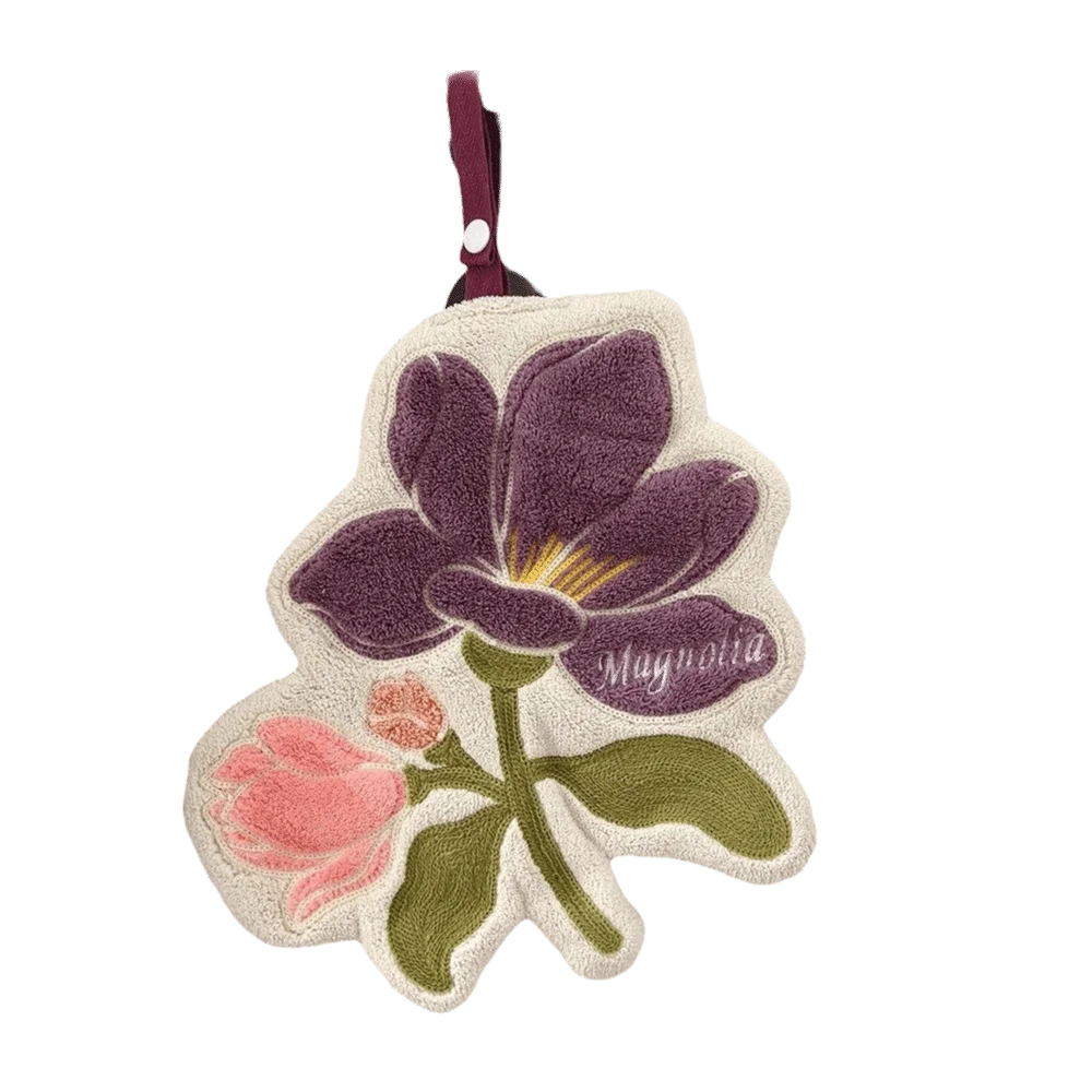 New Absorbent Floral Hand Towel Thickened Fabric Flower Hand Towel Lint Free Hanging Hand Towel Kitchen Use