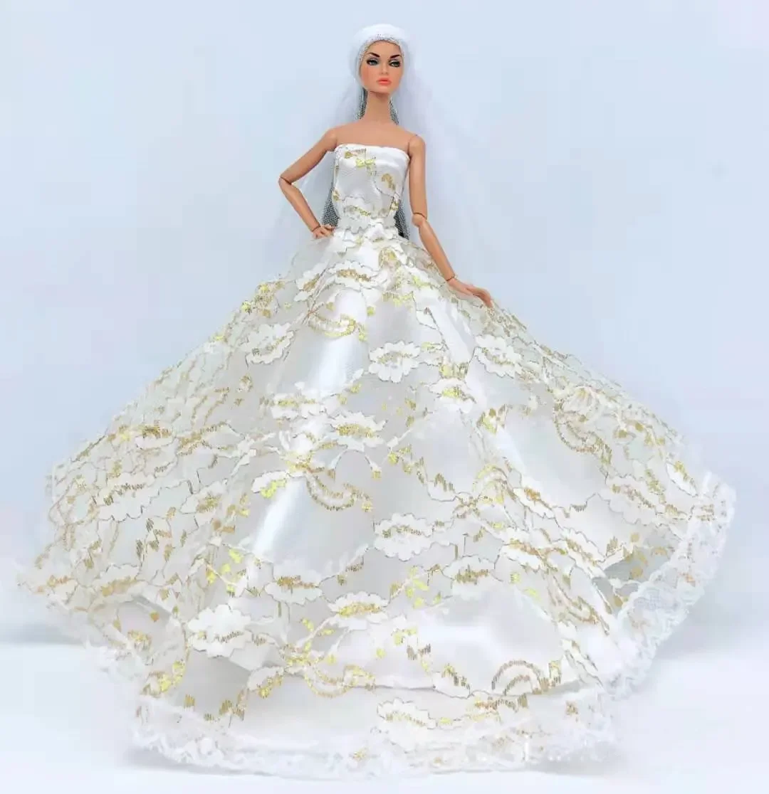 1/6 BJD Quần Áo Búp Bê Thanh Lịch Cưới Vàng Đảng Bầu Búp Bê Cho Búp Bê Barbie Quần Áo Công Chúa Váy Búp Bê 30Cm phụ Kiện