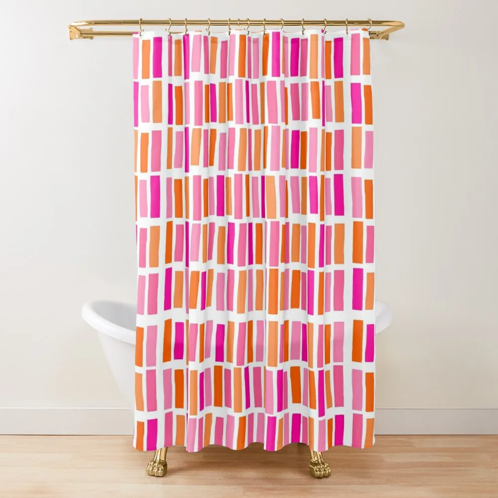 

Pink and Orange, Abstract, Lines and Stripes Shower Curtain Luxury Bathroom Shower Modern Bathroom Accessories Curtain