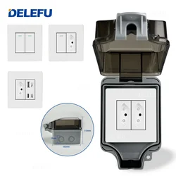 DELEFU waterproof box Brazil Standard 86 10A 20A switch socket White