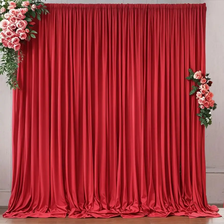 

x 10ft Red Backdrop Curtains for Party Wedding Wrinkle Free Red Photo Curtains Backdrop Drapes Fabric Decoration for Birthday Pa