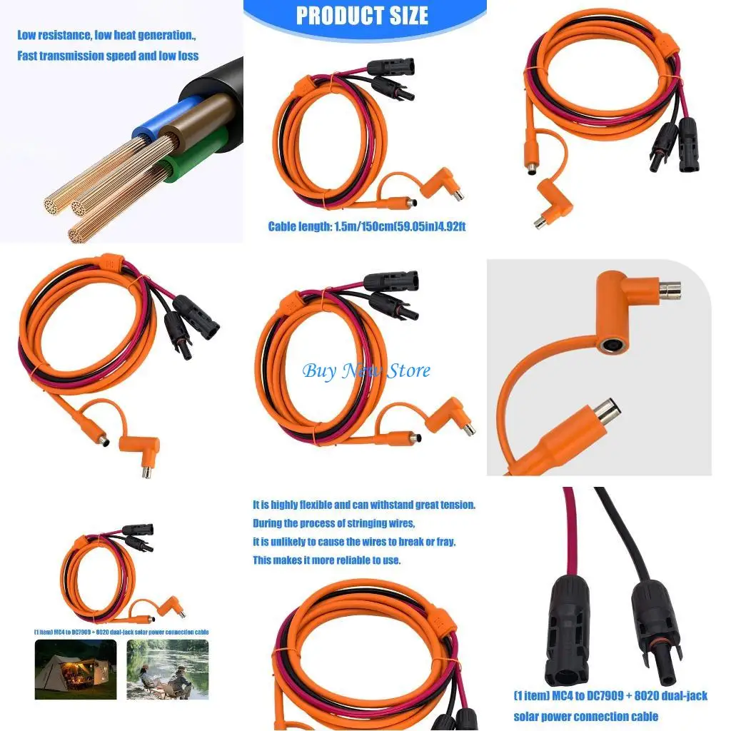 

20CE Solar Connector to DC7909/8020 Connector Power Cable for Charging Electronic Devices