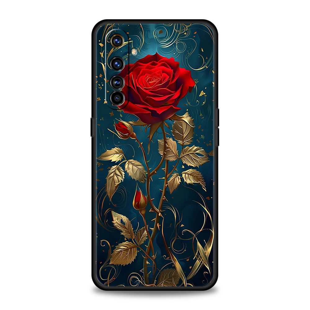 Funda de teléfono con rosas de colores para Oppo, carcasa de silicona para modelos A17, A12, A57, A74, A16, Find, X5, X6, A52, A53, A54, A15, Reno, 6, Z, 7 Pro, A9, 2020, 5G