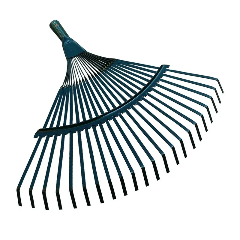 22 Teeth Portable Fan Shaped Rake Head Replacement Garden Rake Head Carbon Steel Garden Dead Leaf Cleaning Rake Garden Tool