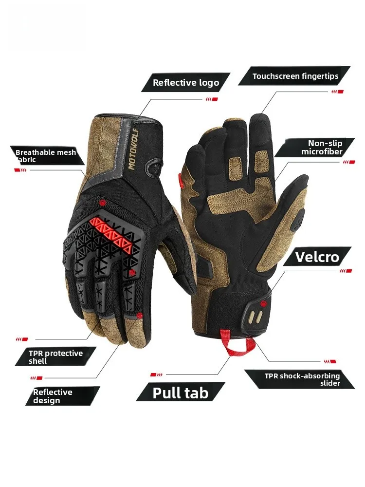 

MOTOWOLF Motorcycle Gloves Four Seasons Off-Road Long Distance Rider Equipment Anti-Fall Full Finger Motorcycle Gloves