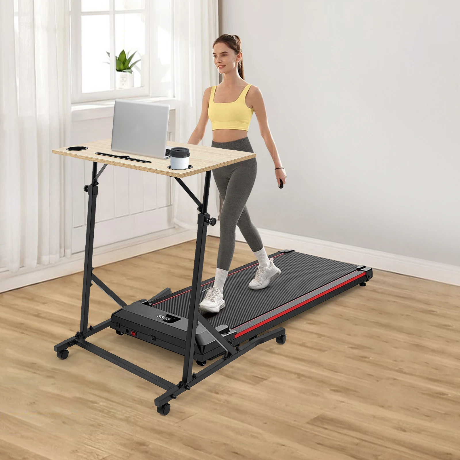 

Adjustable Bike Trainer Fitness Desk, Standing Desk for Indoor Cycling and Bike Trainer With Wheels