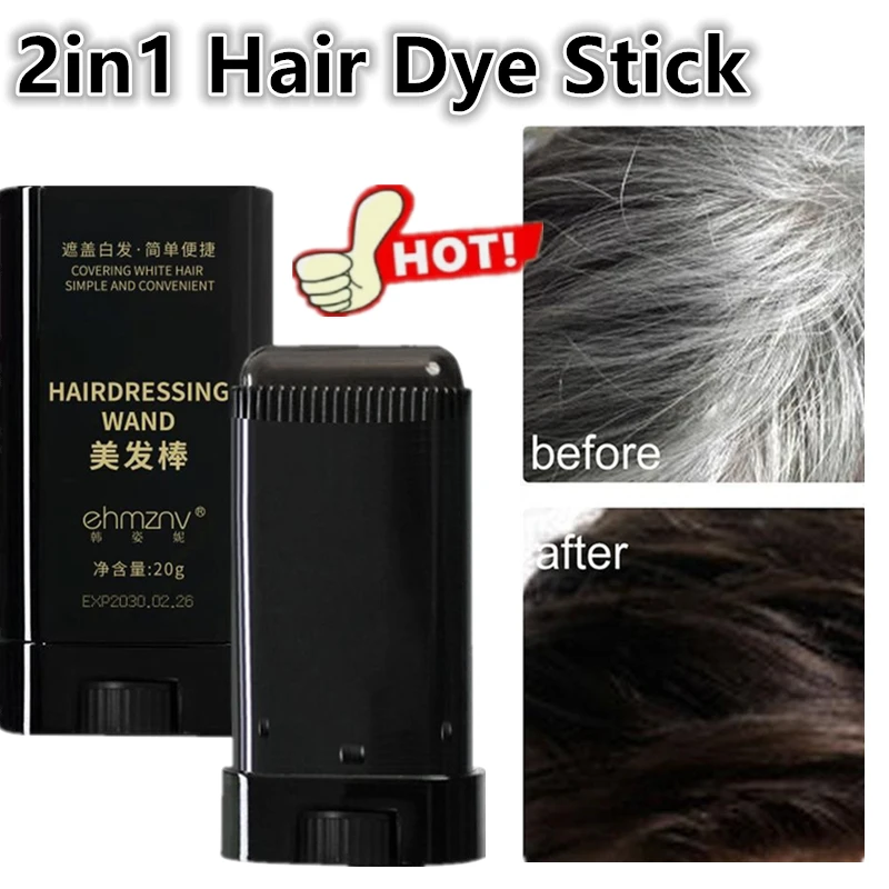

2in1 Hair Dye Stick with Comb Black Brown Coffee Long Lasting Temporary Hair Coloring Covered White Hairs Hairline Pen Washable