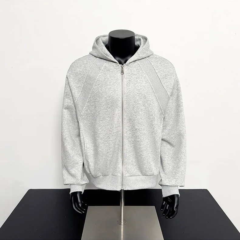 

Европейская и американская весна и осень, новая модная однотонная рубашка с капюшоном и длинными рукавами, мужской повседневный свободный кардиган, топ