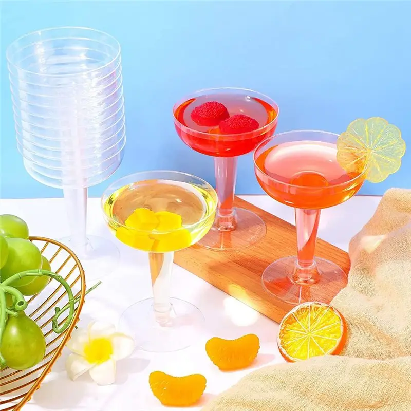 REST Plastic Champagne Flutes, Champagne Coupe, Clear Wine Tasting Glasses Reusable Stemmed Cocktail Cups for Champagne Party