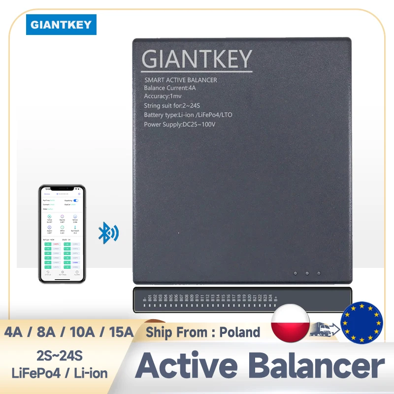 

GIANTKEY Smart Neey Balance Current for 8S 16S 20S 21S 24S Active Balacenr with BT APP Lifepo4 Li-ion Battery BMS Equalizer