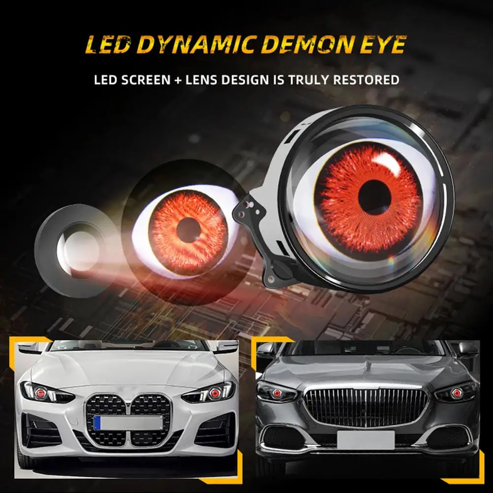 Devil Eyes LED Car Lens Lights 12-36V Car Dynamic Headlights Assembly Remote Control For Motorcycle/Car/SUV/Off-Road