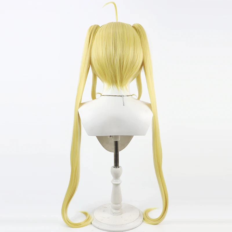 Anime Lucia Nanami Cosplay Wig Golden Blonde Twin Tail Curly HairFor Comicon Party Adult Women Men