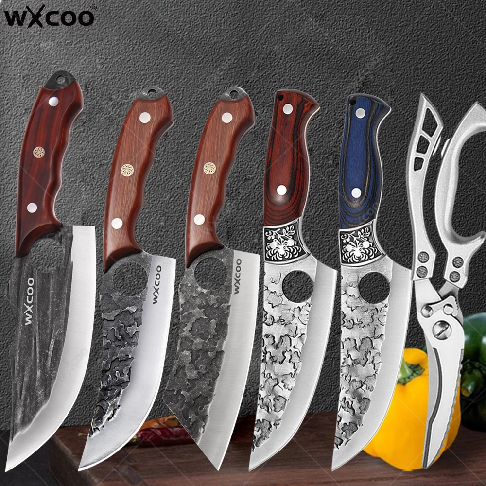 WXCOO Forged Stainless Steel Boning Knife Professional Chef Knife Kitchen Knives Multifunctional Meat Slicing Cutter with Cover