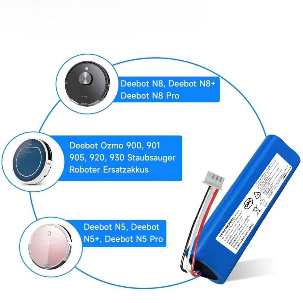 For Ecovacs Deebot DJ35 DJ36 DN55 DN520 DK35 DK36 DK520 Ozmo Slim 10 DK3G DN52 14.4V 3500mAh Li-ion Battery.