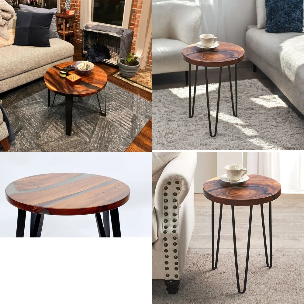 

Coffee TablesRound Resin Side Table Epoxy Finish Modern Coffee Table for Living Room Decor