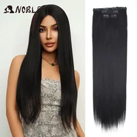 Extensiones de cabello con Clip sintético para mujer, pelo noble, 4 unidades/juego, 24 pulgadas de largo, liso, ombré, 8 Clips en extensiones de cabello para mujer
