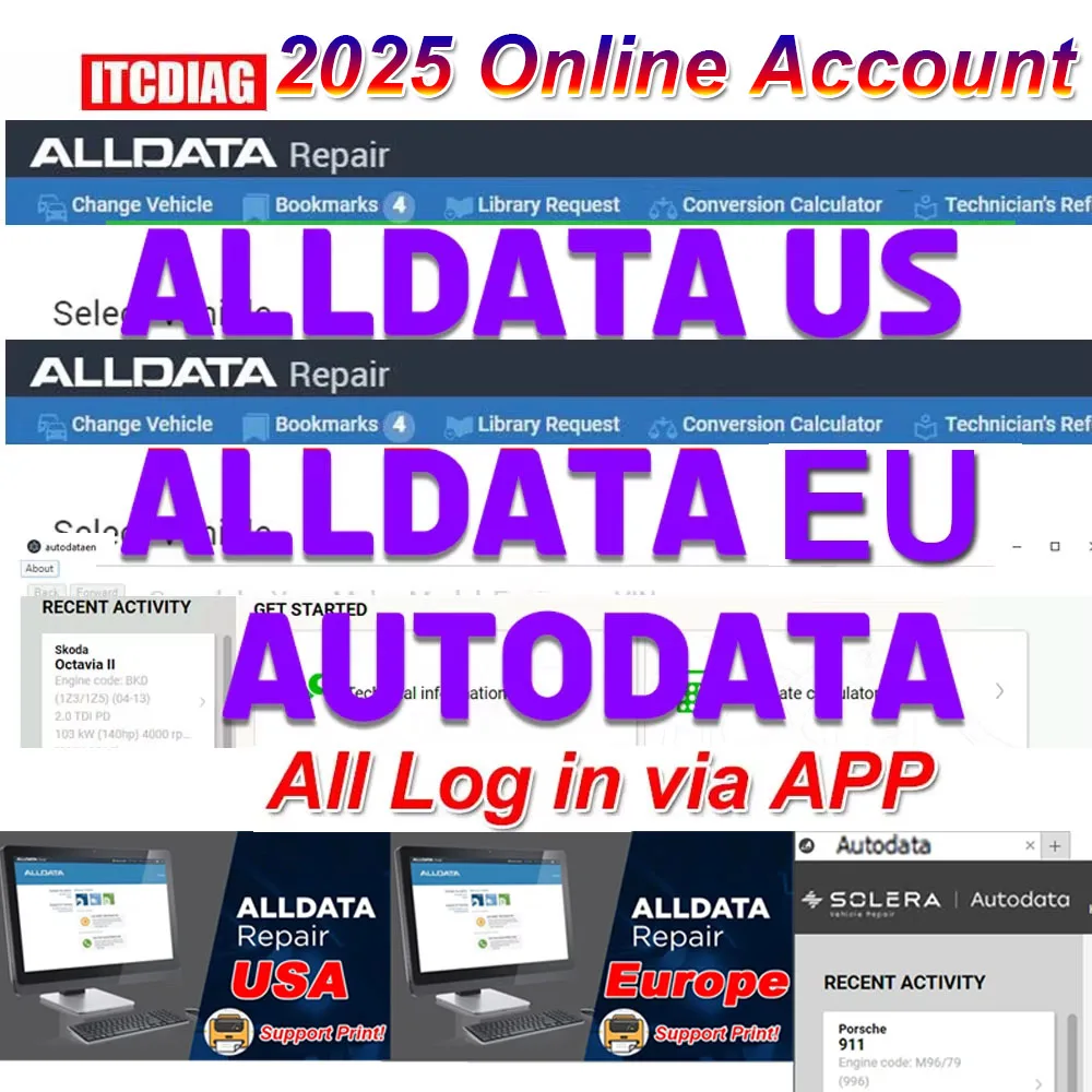 2025 Alldata Repair USA Europe EU Autodata 3 IN 1 Update Online Account All Data Auto Data Car Parts Diagram