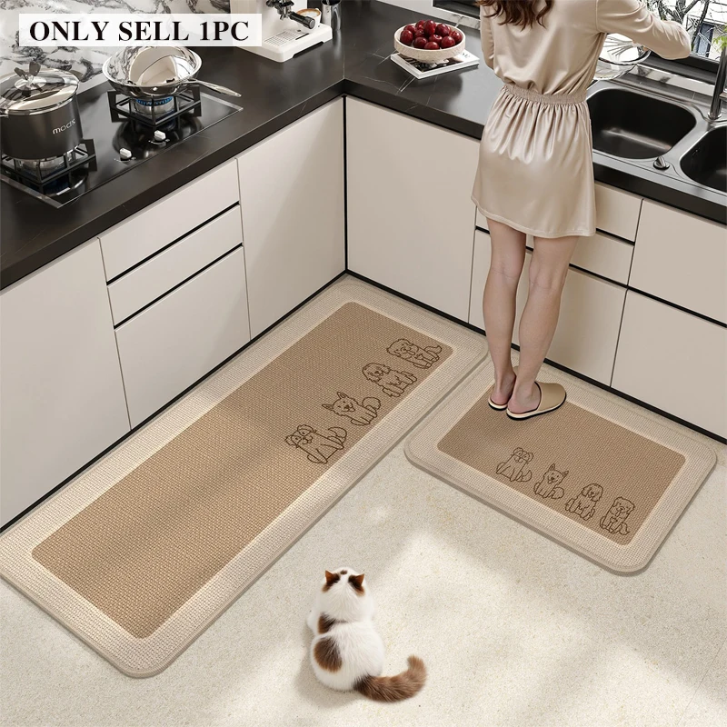 Carpet for Kitchen Floor Mat Stain-resistant Durable Foot Mats Solid Color Long Runner Rug Minimalist Style Home Decoration Rugs