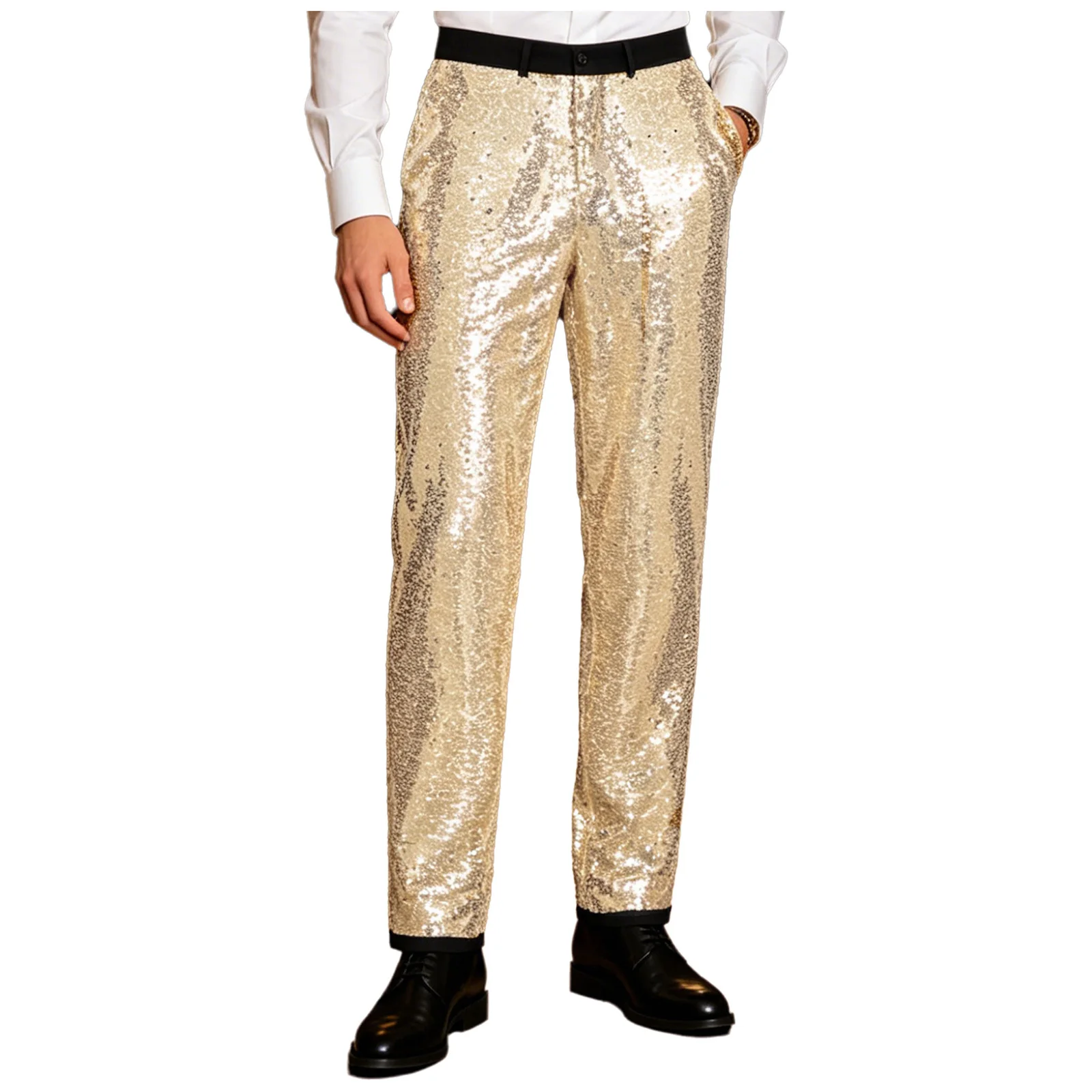 Sequins Pants for Men's Party Retro 70s 80s Disco Outfit Shiny Trousers Male Sequins Long Pants for Club Jazz Rock Music Costume view 3