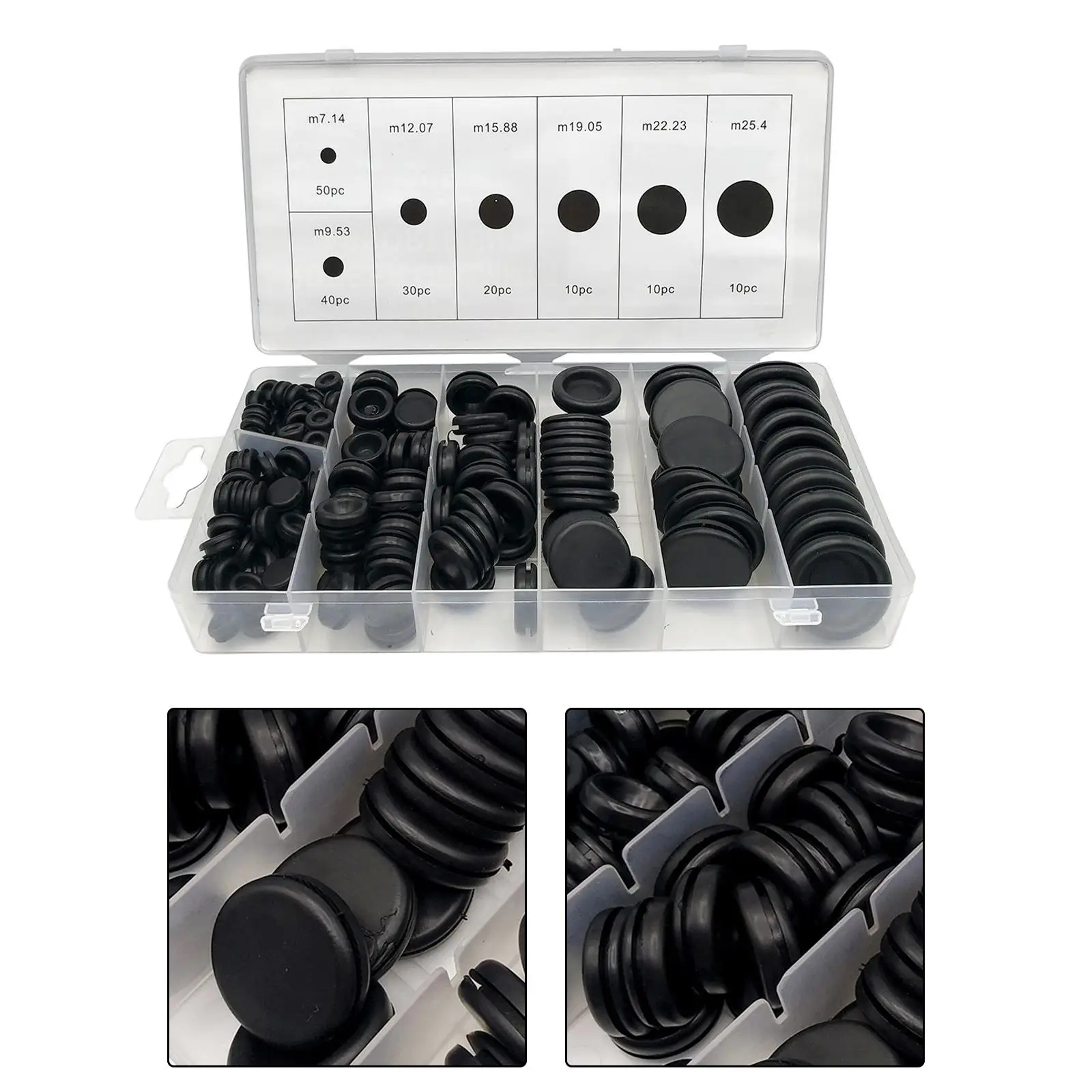 Kit de arandelas de goma para cables eléctricos, cortafuegos, surtido de enchufes para orificios, 170 piezas