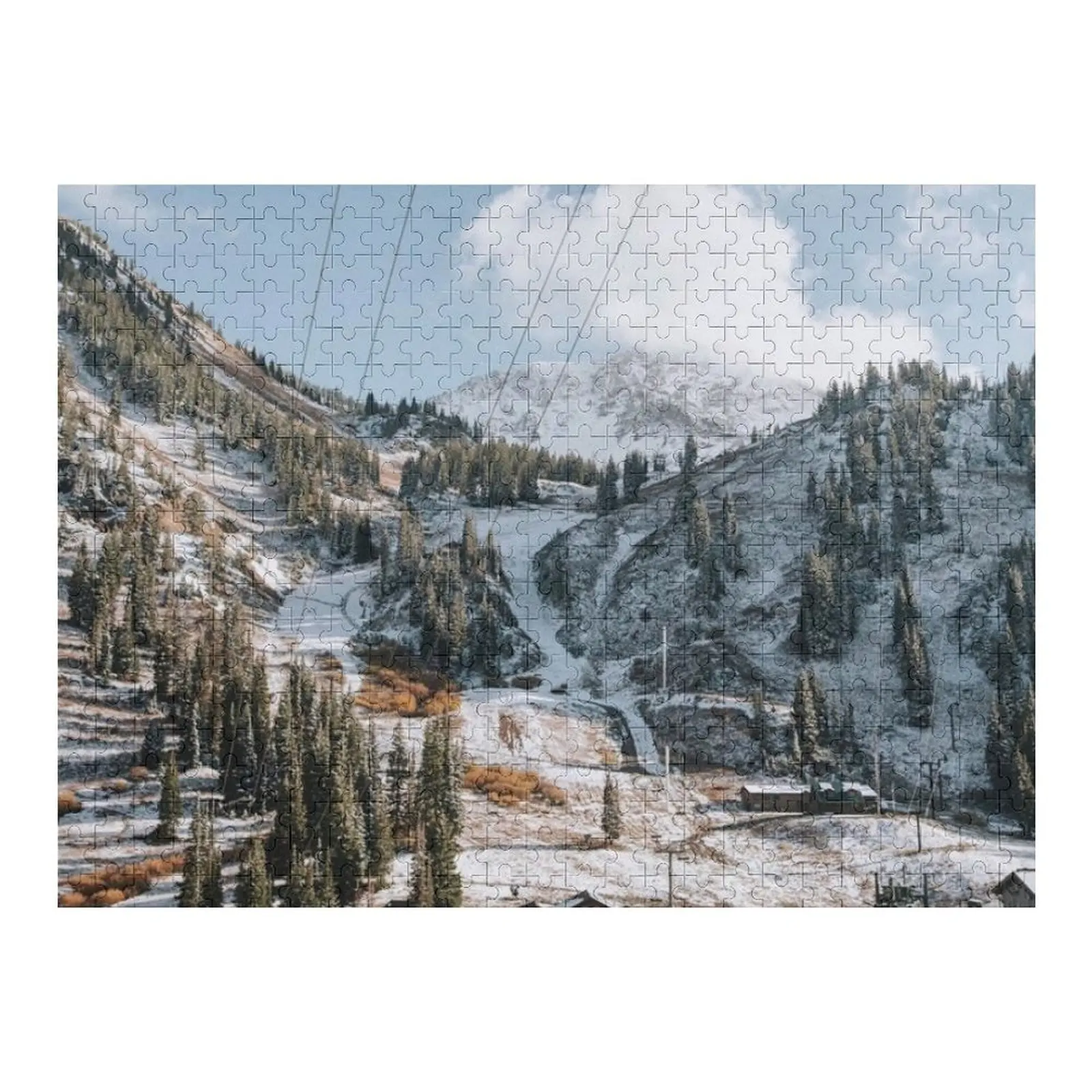 

Snow Village Ski Resort Jigsaw Puzzle Personalised Wood Animals Puzzle