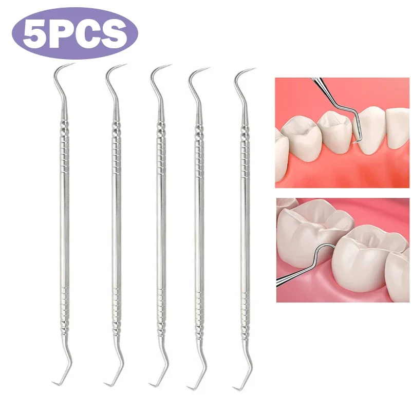 

5 шт., двухсторонний зонд для чистки зубов, гигиенический крючок, инструмент для ухода за полостью рта для стоматолога
