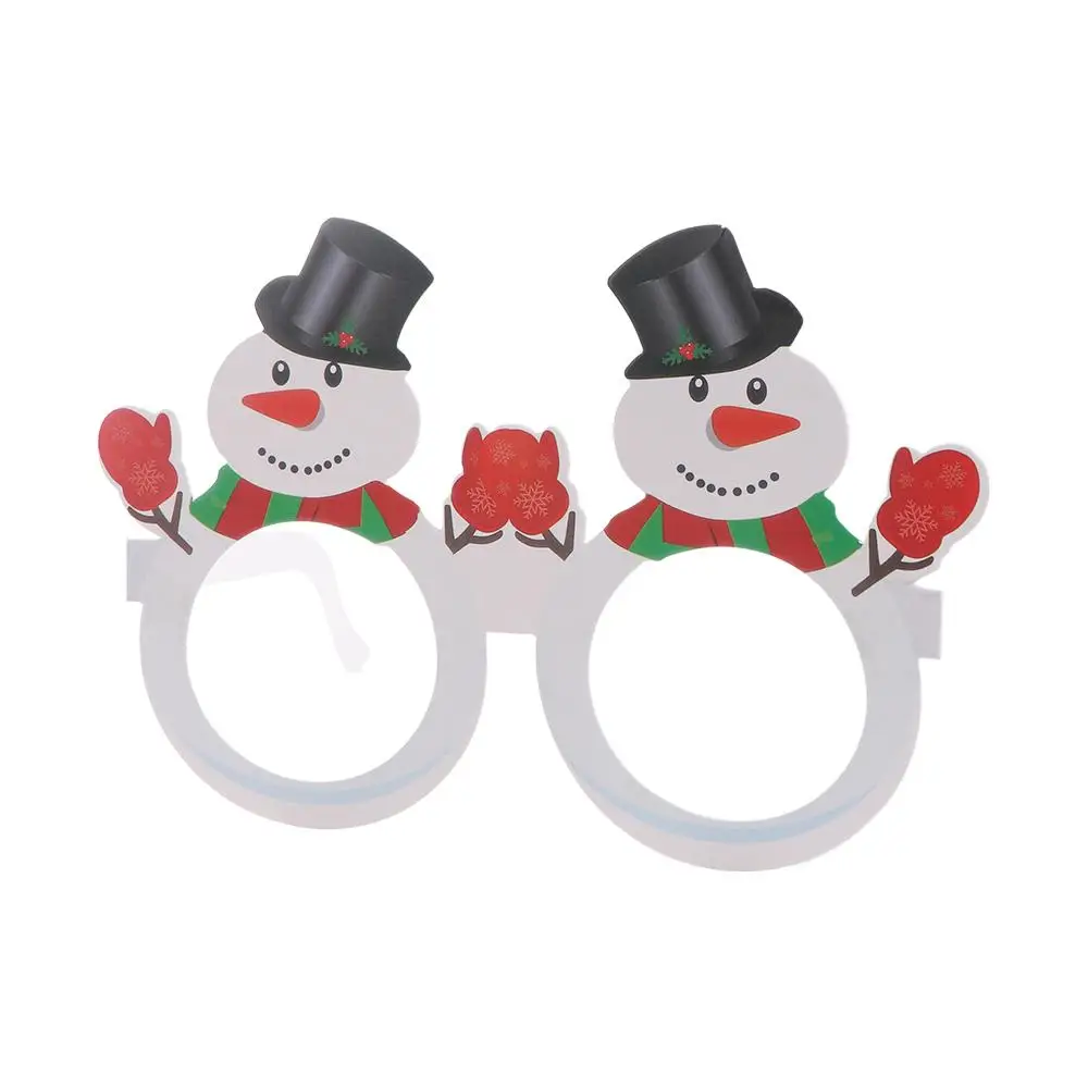 9pcs/set Cartoon Santa Claus Paper Glasses Papper Santa Claus/Snowman/Christmas Tree Snowflake Elk Glasses Foldable