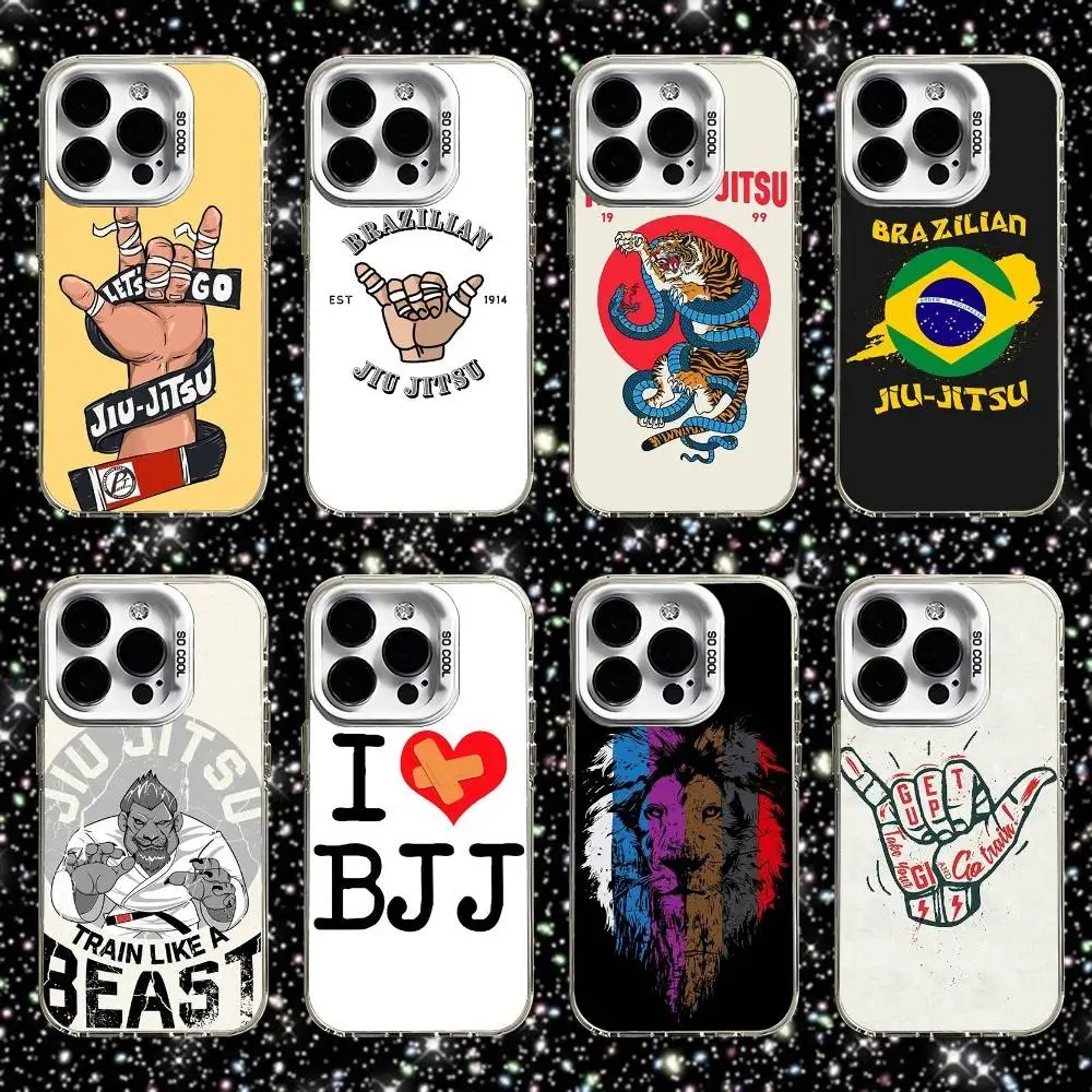 

BJJ Brazilian jiu-jitsu Phone Case For iPhone 16,15,14,13,12,11,Pro,XS,Max,Plus,Mini,SE White Candy Matte Shockproof Cover