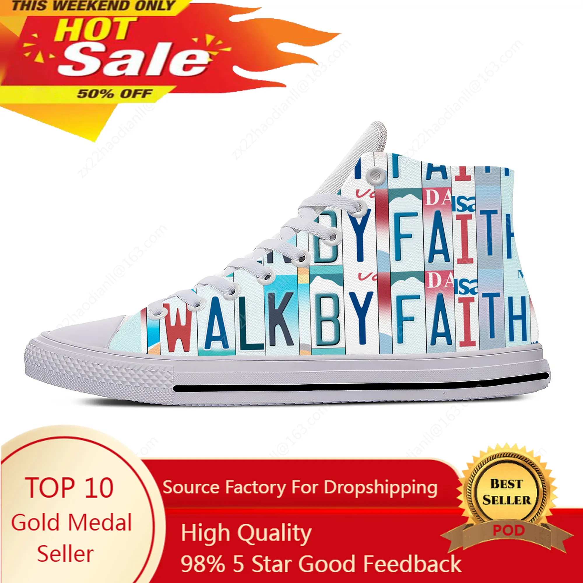 

Walk By Faith High Top Sneakers Mens Womens Teenager Casual Shoes Canvas Running Shoes 3D Print Breathable Lightweight shoe