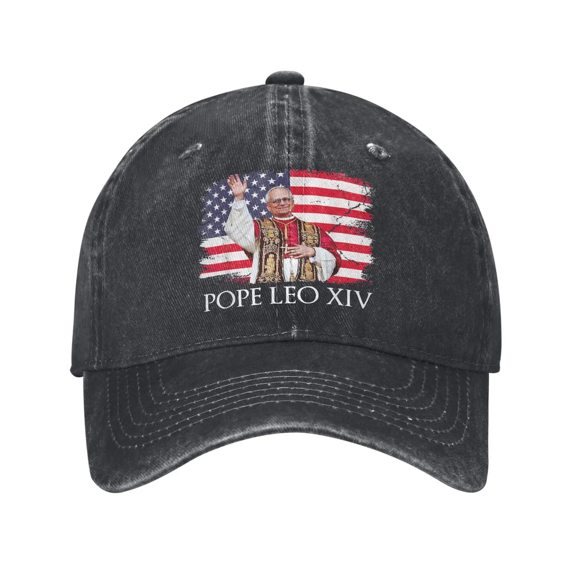 2026 New Pope Leo XIV Robert American Flag Sun Baseball Cap  y2k Retro Men Adult Washed Trucker Hat Gym Baseball Caps Gift Idea