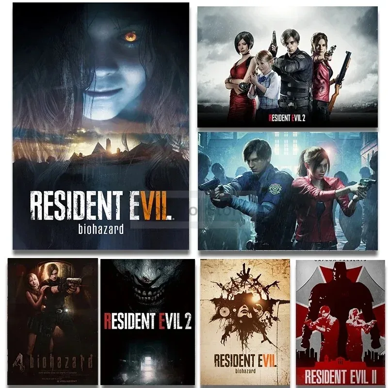 Póster clásico de videojuego Resident Evil-2, 4, 6, 7, impresiones Vintage, pintura en lienzo, imágenes artísticas de pared, decoración de la habitación del hogar, regalo