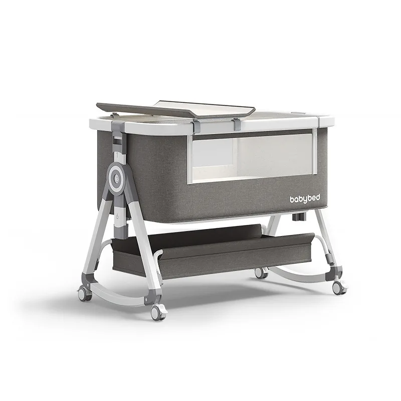 

Aluminum alloy crib movable portable cradle bed foldable multifunctional bb bed newborn splicing