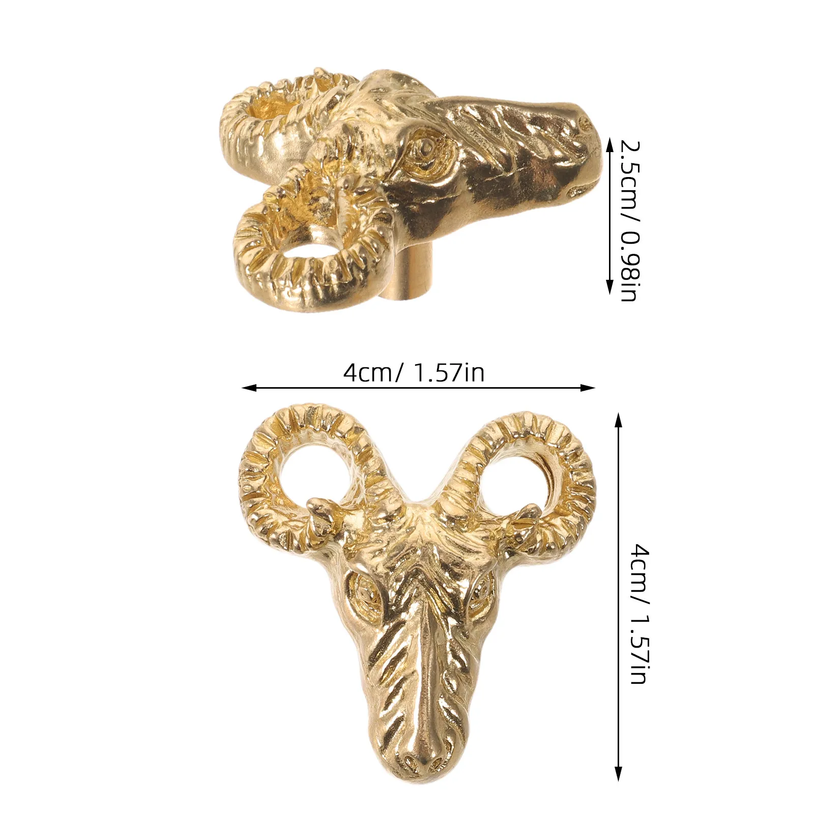 RAM Head Cabinet Knob Solid Brass Animal Drawer Pulls for Closet Wardrobe Dresser Cupboard Kitchen Furniture Hardware