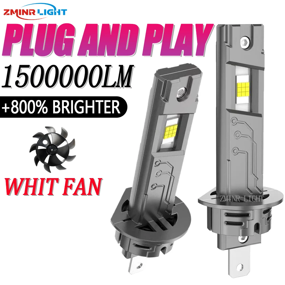 

H1 LED Bulb CANBUS Auto Headlight Fog Light 12V 1500000LM High Brightness Lamp Fan Cooling Mini Design Car Headlamp Plug&Play