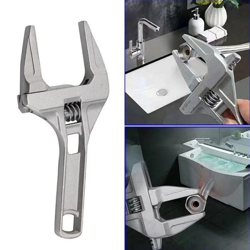 

Adjustable Multifunctional Wrench Aluminium Alloy Strong Clamping Large Open End Adjustable Wrench Bathroom Spanner Hand Tools