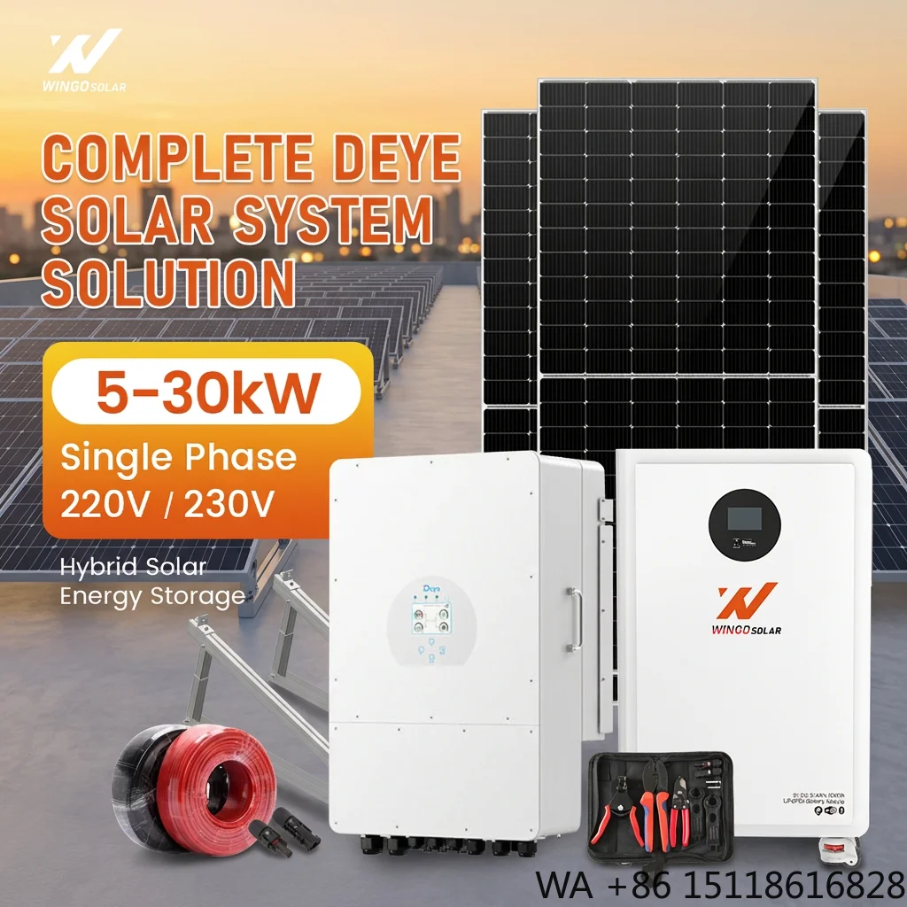 Deye Hybrid 5kW 10kW 20kW 30kW Solar Power System Energy Storage System Single Phase Inverter Residential Solar Power Kit