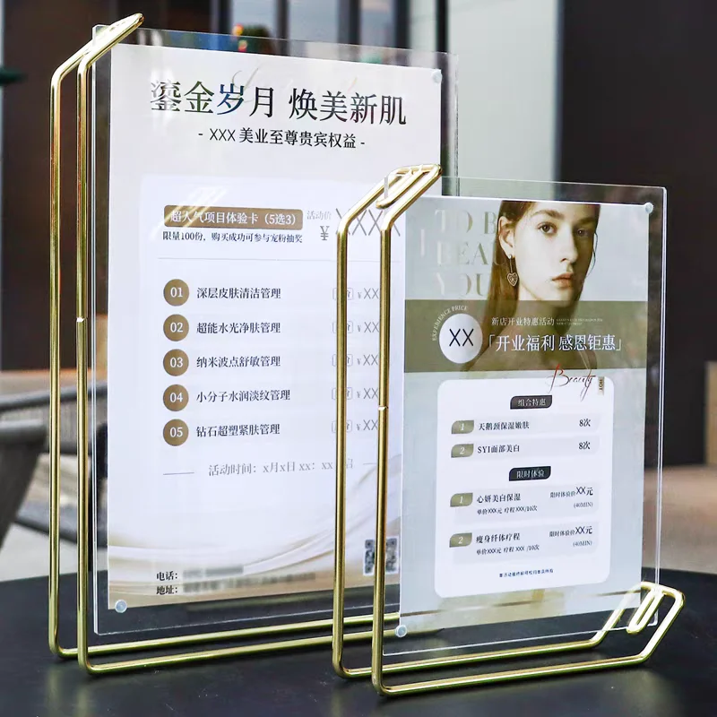 2 Pieces 8 Inch 16x22cm Wedding Metal Picture Photo Poster Frames Tabletop Magnetic Acrylic Menu Sign Holder Display Stand