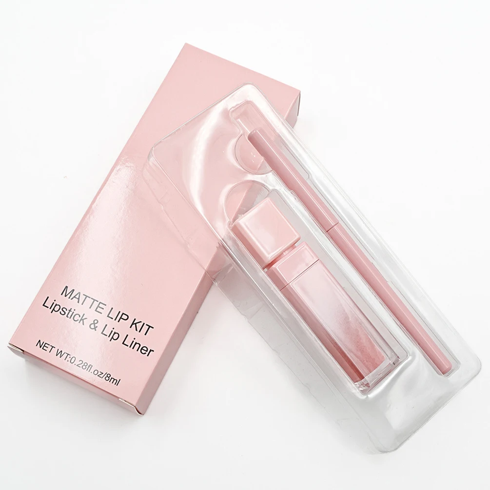 Private Label Lipstick Lipliner Kit Custom Logo Matte Waterproof Non-stick Lipgloss Lip Liner Waterproof Natural Color Makeup