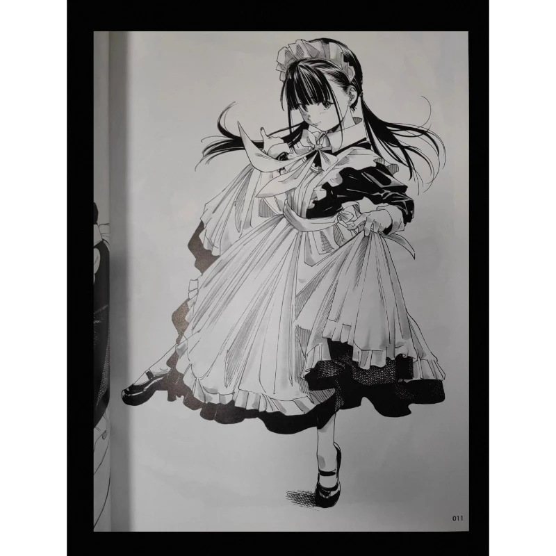 Black-haired Beautiful Girl Character Illustrations Gagaimo's First Artbook Retro Black White Line Illustration Japanese Edition