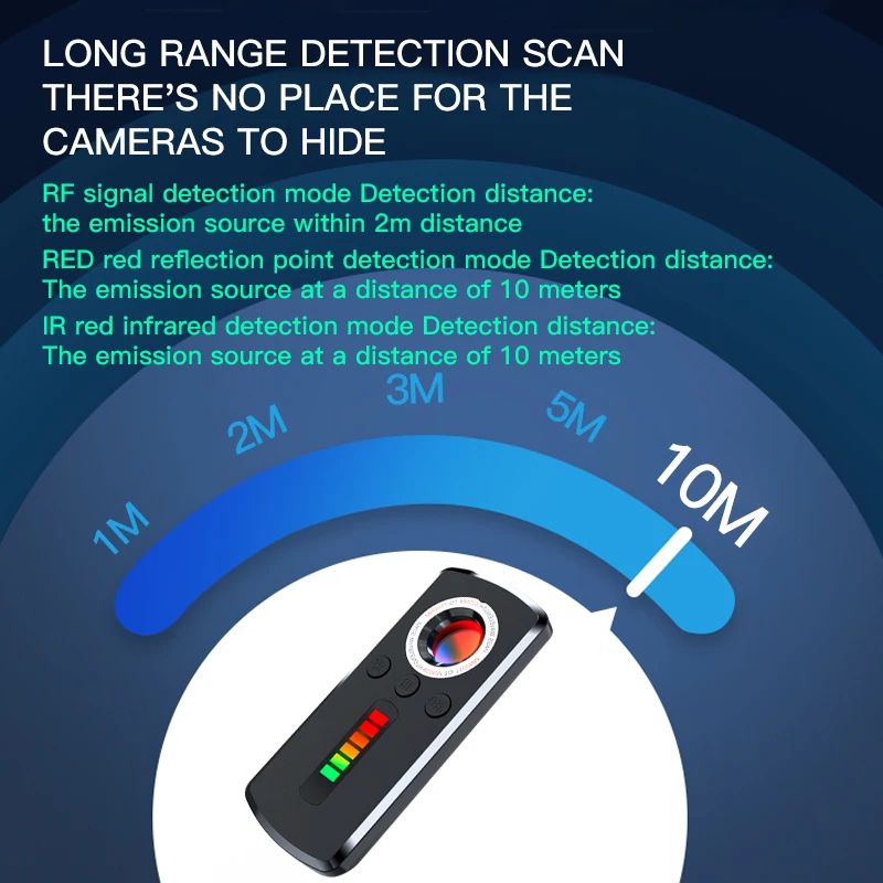 Newest Anti Spy Detector Portable Pinhole Hidden Lens Detect Gadget for GPS Tracker Hidden Camera Finder Eavesdropping Device