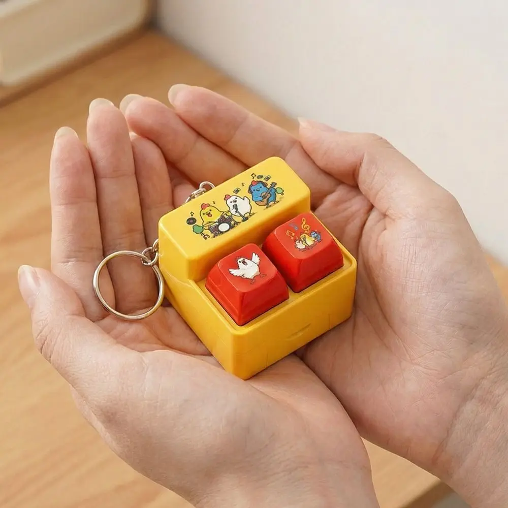 Fingertip Button Keyboard Games Keychain Plastic with LED Light Interactive Keychain Portable Cartoon Voice-Activated Keychain