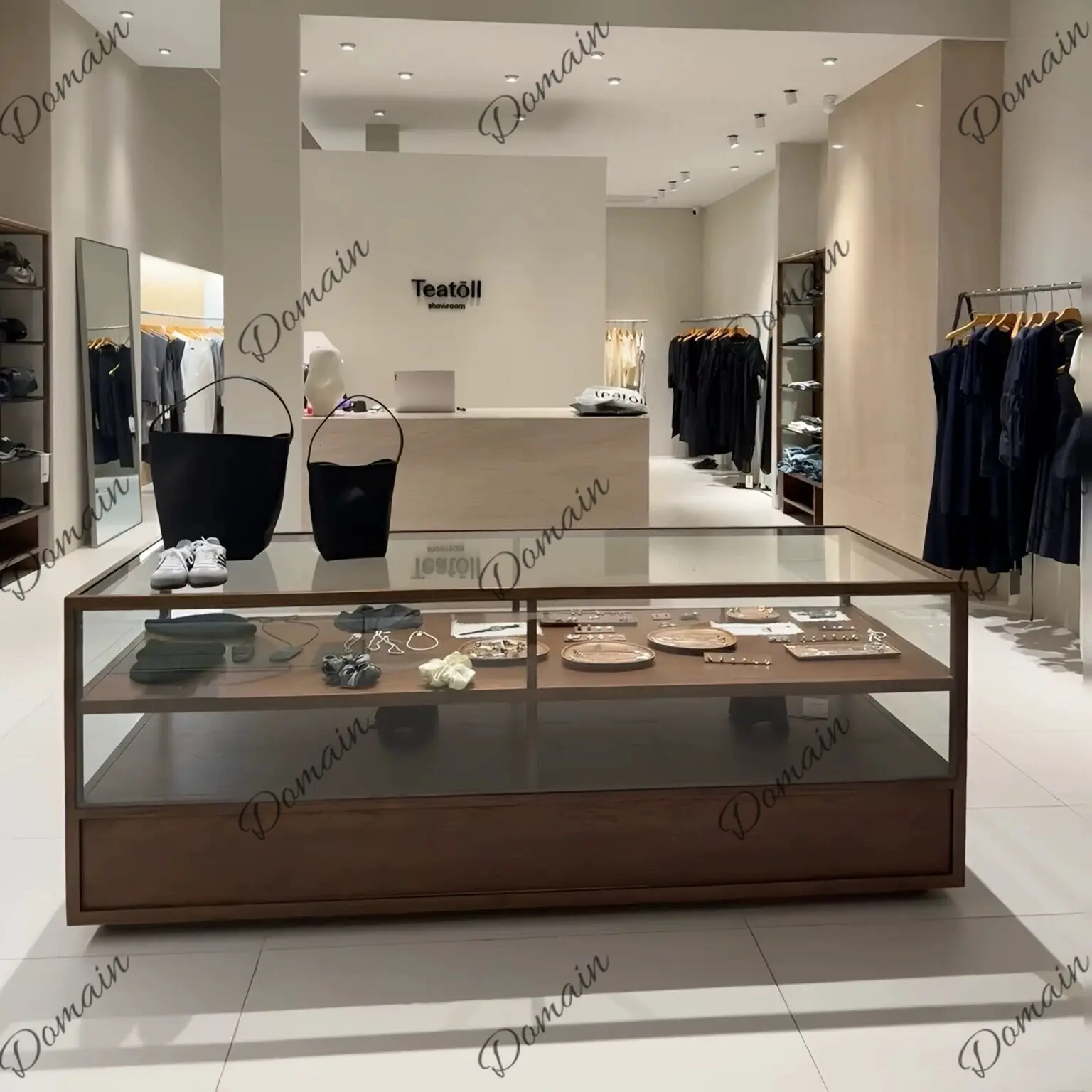 Clothing store display cabinet Nakajima display cabinet Flowing water storage glass cabinet Women's clothing store display stand